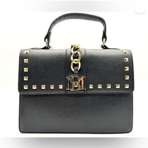 Badgley Mischka Black Satchel with Gold Accents